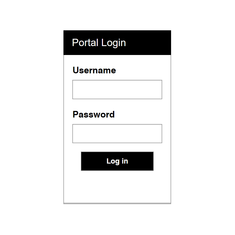 Portal log in screen